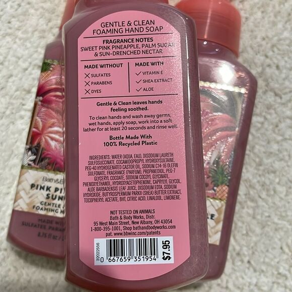 NEW- Bath & Body Works. 3 Pink Pineapple Sunrise Foam Soap - Picture 3 of 3